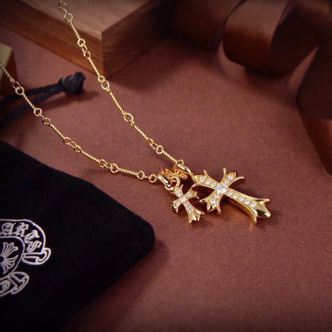 Chrome Hearts Gold Cross Pendant Necklace